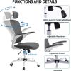 Office Chair Mesh High Back Computer Chair Height Adjustable Swivel Desk Chairs with Wheels; Adjustable Armrest Backrest Headrest; Grey