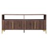 TREXM 58' L Sideboard with Gold Metal Legs and Handles Sufficient Storage Space Magnetic Suction Doors (Brown)