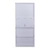 TREXM 70.9" Multifunctional Pantry Cabinet MDF Storage Cabinet with Glass Doors; A Large Drawer and Adjustable Shelves (Antique White)