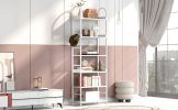 70.8 Inch Tall Bookshelf; 6-tier Shelves with Round Top Frame; MDF Boards; Adjustable Foot Pads; White