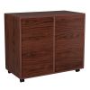 Single Door Five Drawers MDF With PVC Wooden Filing Cabinet Dark Brown