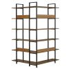 74.8 Inch Bookshelf L-shape MDF Boards Stainless Steel Frame Corner 6-tier Shelves Adjustable Foot Pads; Brown