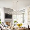 Transitional Crystal Chandelier Ceiling Light 5 lights ; silver Pendant light Fixture for dining room; kitchen island; office; hotel; living room; Dim