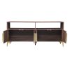 TREXM 58' L Sideboard with Gold Metal Legs and Handles Sufficient Storage Space Magnetic Suction Doors (Brown)