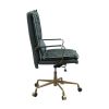 Tinzud Office Chair in Dark Green Top Grain Leather 93166