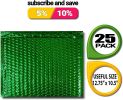 Pack of 25 Green Metallic Bubble Mailers 12.75 x 10.5. Green Padded Envelopes 12 3/4 x 10 1/2. Glamour Bubble Mailers. Peel and Seal Envelopes. Mailin