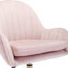 Velvet Home Office Chair with Wheels, Cute Chair with Side Arms and Gold Metal Base for Living Room, Bedroom,and Vanity Room,Bling Desk Nail Desk for