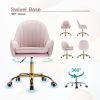 Velvet Home Office Chair with Wheels, Cute Chair with Side Arms and Gold Metal Base for Living Room, Bedroom,and Vanity Room,Bling Desk Nail Desk for