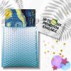 Metallic Ice Blue Bubble Mailers 9.5 x 13.5; Poly Padded Envelopes Pack of 10; Self Adhesive Padded Shipping Envelopes; Peel and Seal Mail Bubble Enve