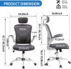 Office Chair Mesh High Back Computer Chair Height Adjustable Swivel Desk Chairs with Wheels; Adjustable Armrest Backrest Headrest; Grey