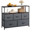 Dresser TV Stand; Entertainment Center with Fabric Drawers; Media Console Table with Open Shelves for TV up to 45 inch; Storage Drawer Unit for Bedroo