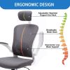 Office Chair Mesh High Back Computer Chair Height Adjustable Swivel Desk Chairs with Wheels; Adjustable Armrest Backrest Headrest; Grey