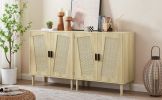 JHX Kitchen storage cabinets with rattan decorative doors; buffets; wine cabinets; dining rooms; hallways; cabinet console tables; (Natural; 31.5''LX