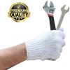 String Knit Work Gloves 9.5 Size 12 Pack Safety Work Gloves White Color with Black Dots. Coton Gloves for Warehouse Gardening Construction Painters. G