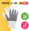 String Knit Work Gloves 9.5 Size 12 Pack Safety Work Gloves White Color with Black Dots. Coton Gloves for Warehouse Gardening Construction Painters. G