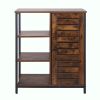 Wooden Storage Cabinet with Shutter Door and 3 Compartments; Rustic Brown