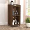 34 Inch 3 Tier Wine Rack; Metal Bar Accents; Wood Grain Details; Dark Brown