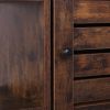 Wooden Storage Cabinet with Shutter Door and 3 Compartments; Rustic Brown