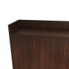 Stylish and Functional 4-Door Storage Cabinet with Square Metal Legs and Particle Board Material,for Living Room and Kitchen,Walnut