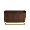 Stylish and Functional 4-Door Storage Cabinet with Square Metal Legs and Particle Board Material,for Living Room and Kitchen,Walnut