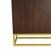 Stylish and Functional 4-Door Storage Cabinet with Square Metal Legs and Particle Board Material,for Living Room and Kitchen,Walnut