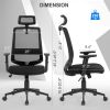 Vanbow.Ergonomic office chair mesh computer chair - High Back Desk Chair with Adjustable Lumbar Support; PP fixed handrail