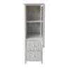 39 Inch Paulownia Wood Accent Cabinet; Vertical; 2 Drawers; 1 Door; Dove Gray