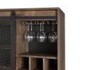 Treju Wine Cabinet; Obscure Glass; Rustic Oak & Black Finish YF