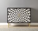 Art Deco Accent Cabinet - Modern Elegance, Kaleidoscope Design - Adjustable Shelves, Brass Legs