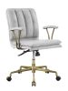 Damir Office Chair; Vintage White Top Grain Leather & Gold 92422