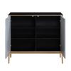 Quilla Console Table in Black; Gray &amp; Brass Finish AC00200