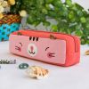 [Pinky Kitten] Embroidered Applique Pencil Pouch Bag / Cosmetic Bag / Carrying Case (7.3*1.8*1.9)