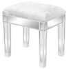 FCH Modern Style Mirrored Vanity Stool Silver Gray  YJ