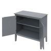 2 Door Wooden Cabinets, Gray Wood Cabinet Vintage Style Sideboard for Living Room Dining Room Office