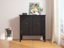 2 Door Wooden Cabinets; Black Wood Cabinet Vintage Style Sideboard for Living Room Dining Room Office