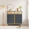 31.5'' Wide 2 Drawer Sideboard; Modern Furniture Decor; Made with Iron + Carbonized Bamboo; Easy Assembly