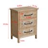 Accent Storage Cabinet Retro Wooden Chest with 3 Drawers and Metal Handles