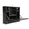 Wall Mounted Laptop Desk, Wooden Drop-Leaf Table with Storage Drawer & Shelves, Home Office Hanging Computer Workstation, Black XH