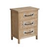 Accent Storage Cabinet Retro Wooden Chest with 3 Drawers and Metal Handles