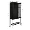 Elegant Industrial Floor Cabinet with 2 Mesh Doors Living Room Display Cabinet with Adjustable Shelves and Bottom Shelf Anti-Tip Easy Assembly Frosted