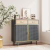 31.5'' Wide 2 Drawer Sideboard; Modern Furniture Decor; Made with Iron + Carbonized Bamboo; Easy Assembly