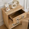 Accent Storage Cabinet Retro Wooden Chest with 3 Drawers and Metal Handles