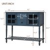 TREXM Sideboard Console Table with Bottom Shelf; Farmhouse Wood/Glass Buffet Storage Cabinet Living Room (Antique Navy)