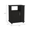 Correy 4-Shelf Microwave Cabinet with Caster Black Wengue