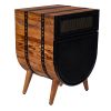 24 Inch Acacia Wood Accent Cabinet Chest with 1 Mesh Drawer and 1 Door; Brown and Black