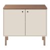 Jaz 35 Inch Wood Accent Cabinet Console; Single Shelf; 2 Doors; Handcrafted; Beige; Walnut