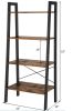 Leon 5 Tier Modern Ladder Bookshelf Organizers; Metal Frame Bookshelf for Small Spaces in Your Living Rooms; Office Furniture Bookcase; Black