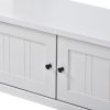 ON-TREND Hall Tree Entryway Bench with Shelves Cabinet and Four Hooks; 3-in-1 Design; White