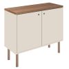 Jaz 35 Inch Wood Accent Cabinet Console; Single Shelf; 2 Doors; Handcrafted; Beige; Walnut