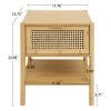 1 Drawer Nightstand, Bamboo and Natural Rattan, Bedside Table Accent End Table Side Table for Bedroom, Living Room